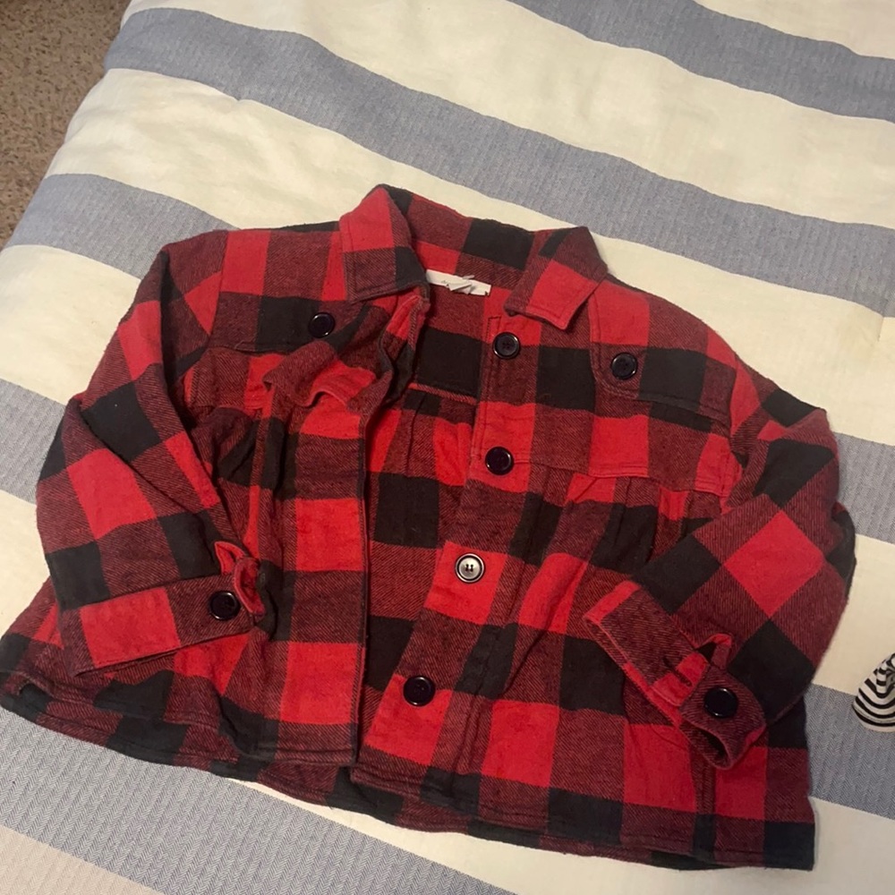 Cropped flannel jacket